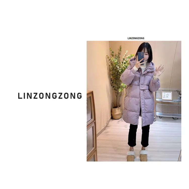 羽绒服女中长款2025年冬季新款牛角扣外套