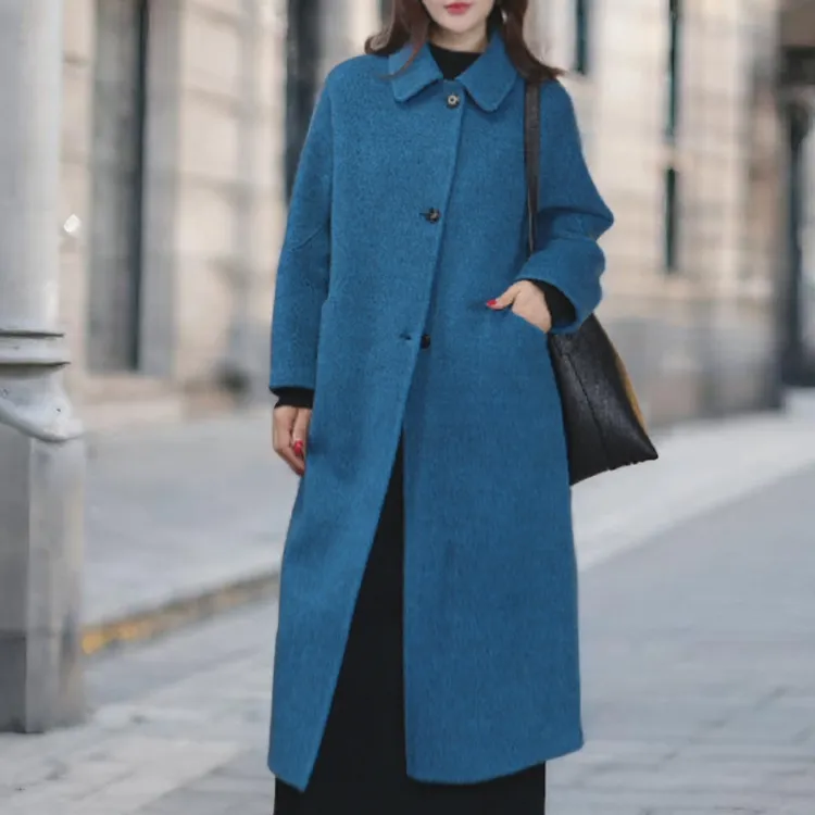 2025年秋冬新款加厚牦牛绒双面手工羊毛大衣女高级氛围感外套气质