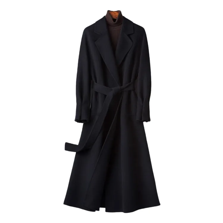 3310秋冬100%美澳毛双面大衣高挑气质设计师款长款毛呢外套