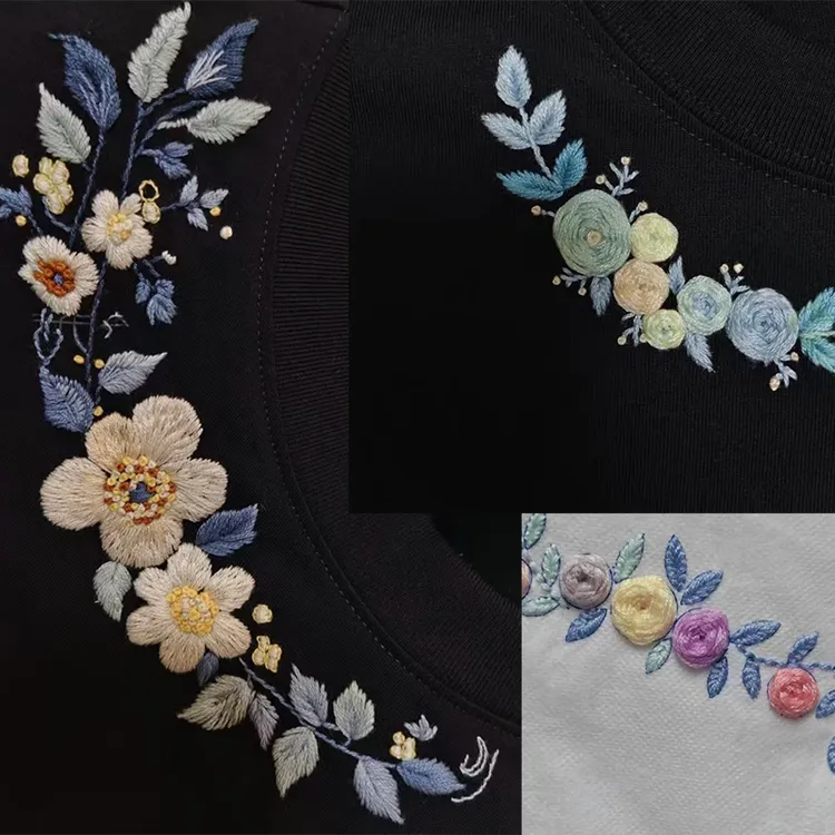 领肩花袖口花水溶贴布纸手工绣花样自带刺绣diy材料包衣服刺绣diy