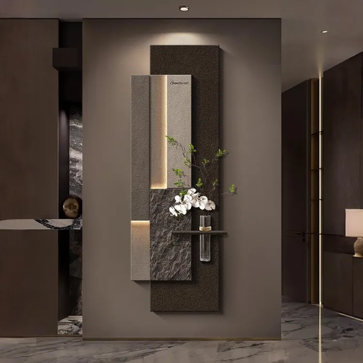 意式轻奢玄关装饰画高级感入户正对门挂画几何抽象过道走廊壁画