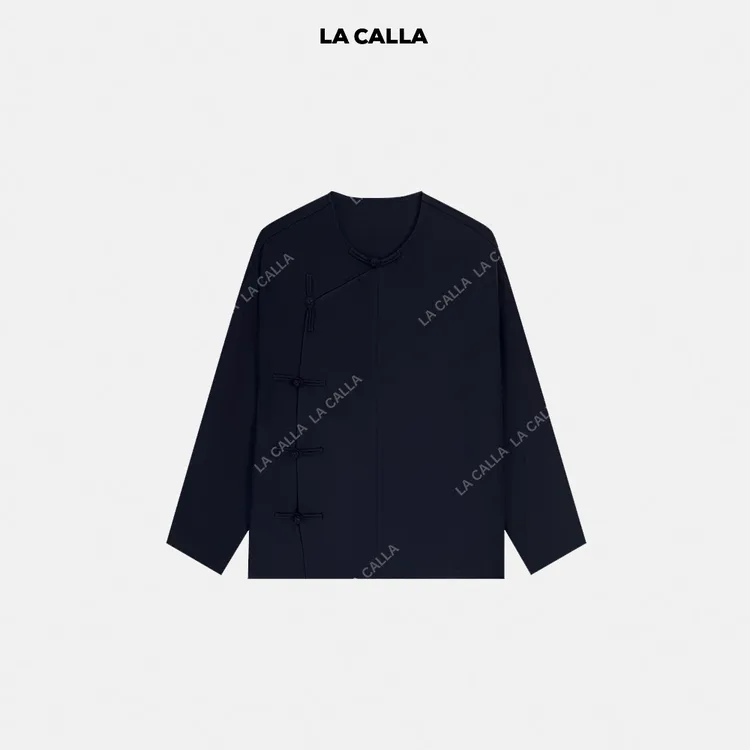 LA CALLA天丝亚麻极简反对称手工盘扣 改良新中式YY-AV5948