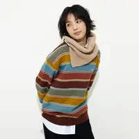 NORYBRAND Gettingbetter主题复古彩条毛衣圆领冬季长袖百搭上衣