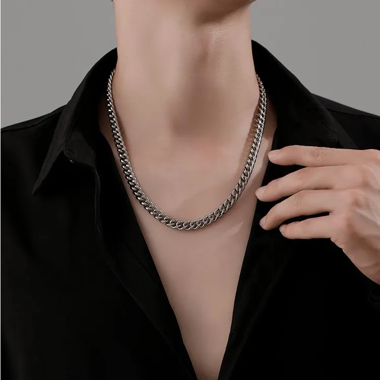 钛钢项链  古巴链锁骨链个性百搭时尚嘻哈潮ins风毛衣链男士