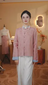 【瑰秋】双面穿网红盘扣时尚国风秋款女装圆领贵气小衫