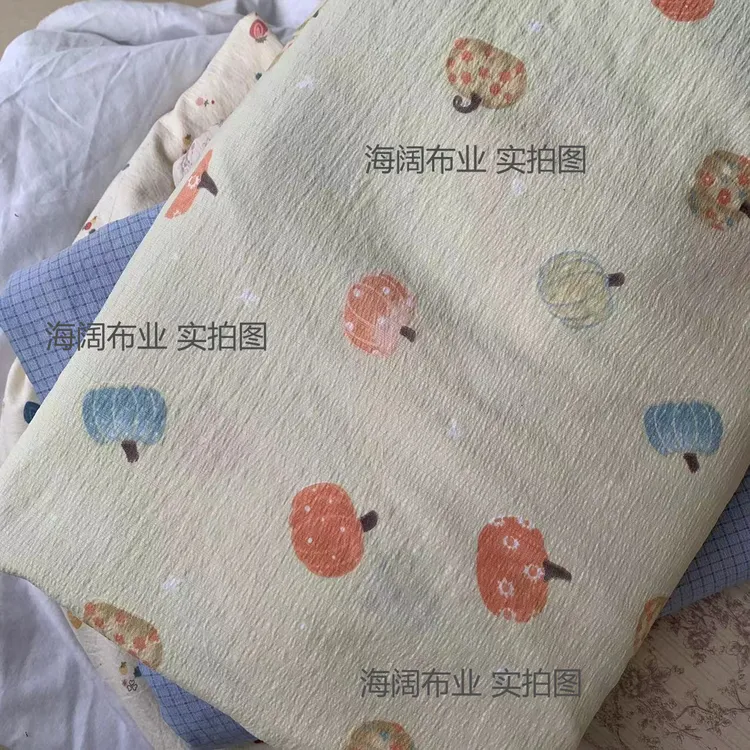 水洗泡泡纱印花通用透气单面款床单盖毯针织床盖可做四件套