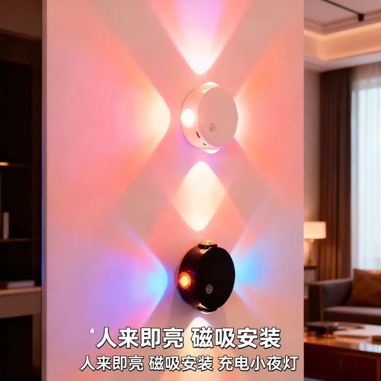 智能人体感应灯氛围灯卧室走廊人体感应灯充电小夜灯夜间感应灯