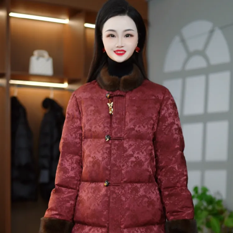 冬季洋气减龄时尚国风优雅保暖羽绒服M-3XL
