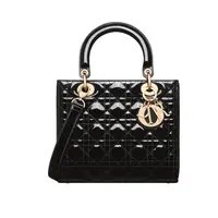 99新 DIOR/迪奥 五格黑金戴妃  漆皮