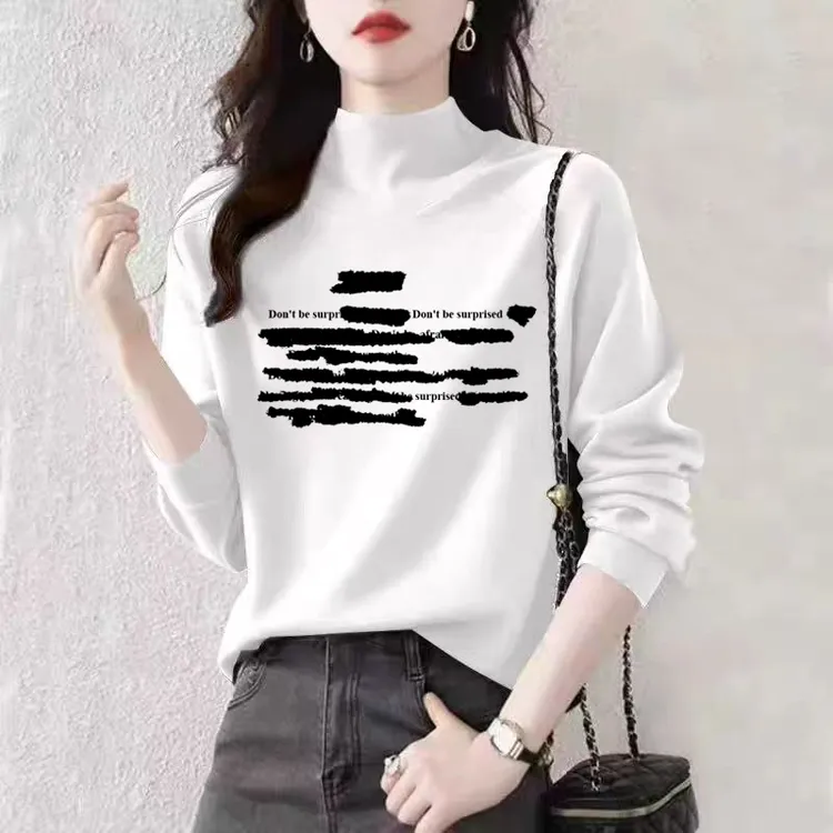 T恤春秋秋冬修身型保暖半开领长袖内搭半高领时尚