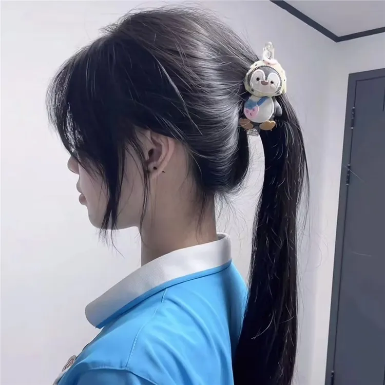 可爱卡通企鹅香蕉夹发夹巨显发量香蕉夹后脑勺盘发百搭甜妹发饰