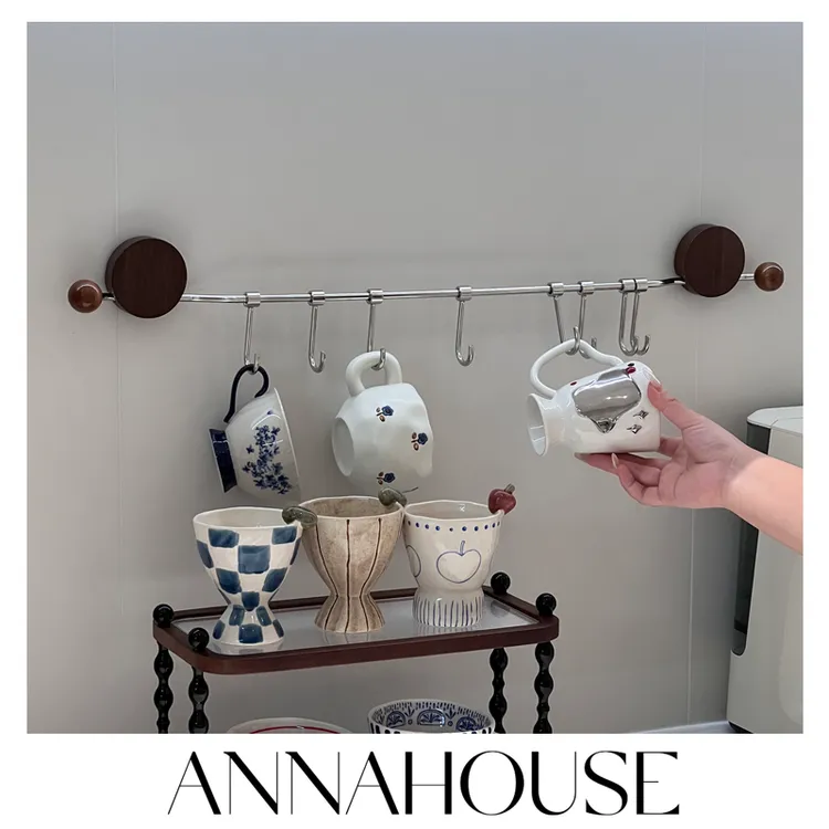 ANNAHOUSE厨房免打孔吸盘挂杆置物架锅铲勺子专用多功能挂架BD