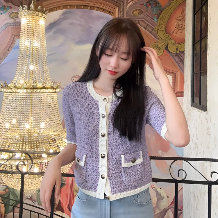 【爱丽丝甜梦】阿玛施气质时尚设计感小香风短美式印花短款5499206