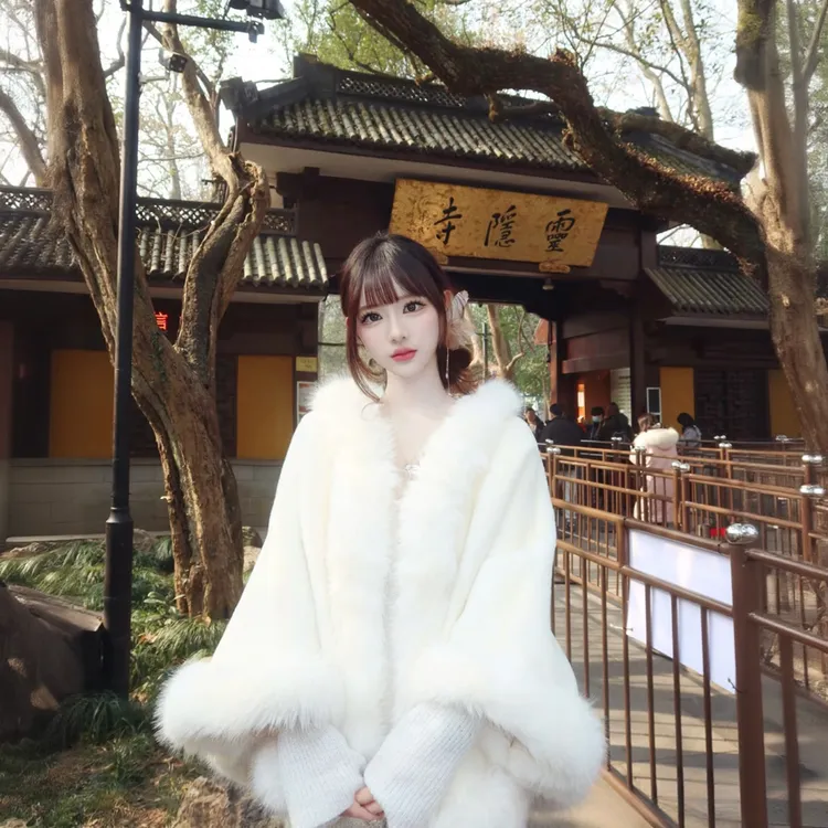 人造皮草 公主风披肩斗篷搭配旗袍长裙时尚打卡拍照lolita外套