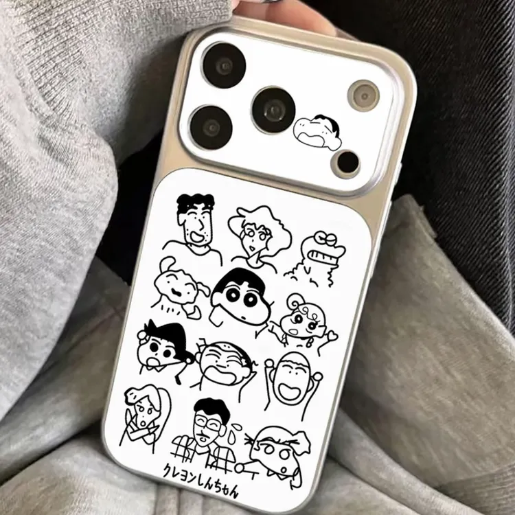 磁吸款ins风线条简约蜡笔小新适用iPhone17promax手机壳苹果16/15