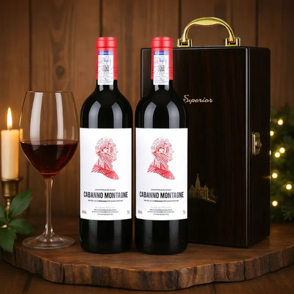 【开年酒礼】山脉干红葡萄酒法国红酒750ml*2瓶钢琴烤漆新年礼盒