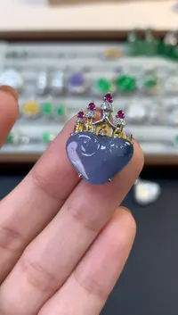 翡翠18K金镶嵌吊坠(不含链)如意头吊坠5500