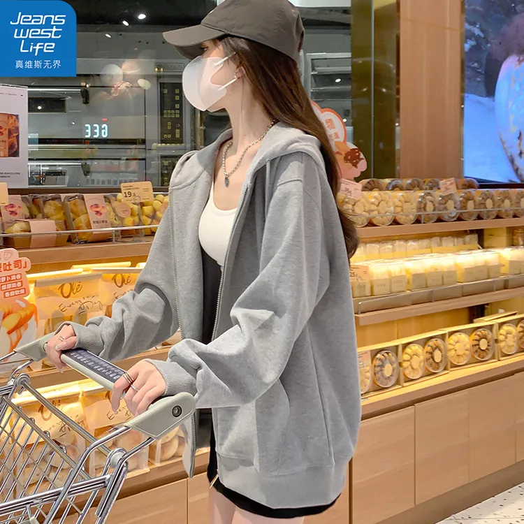 真维斯无界卫衣女秋季开衫拉链外套女款爆款2025新款女装早秋上衣