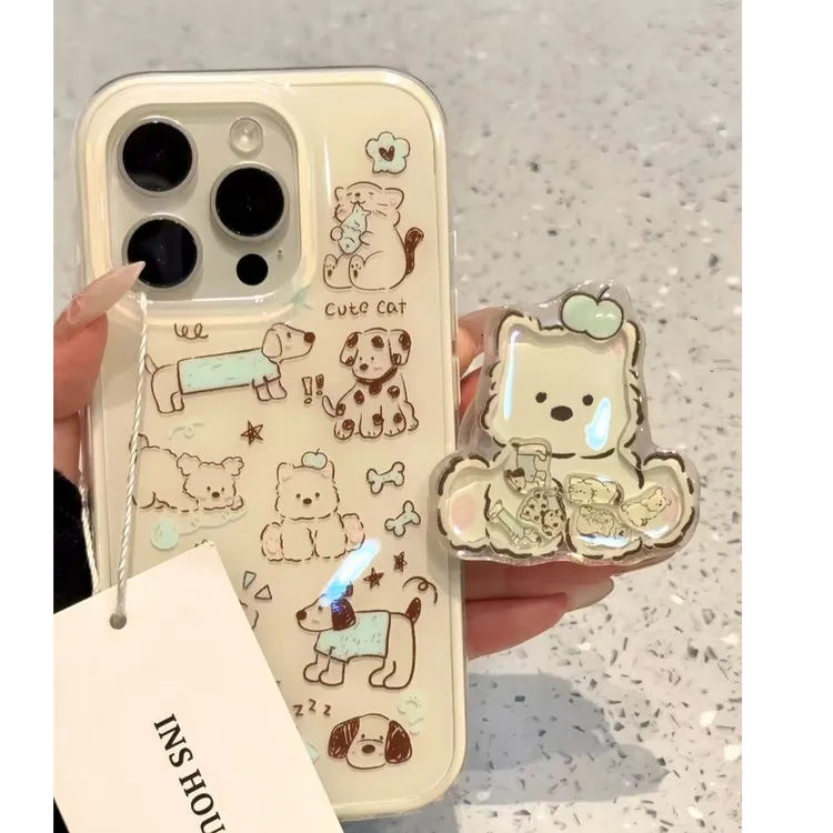 线条猫咪狗狗适用苹果16Pro手机壳iPhone/华为/OPPO/小米/一加软