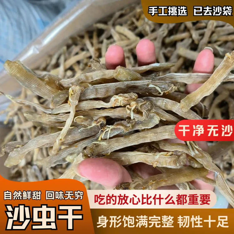 沙虫干沙蚕干海鲜干货新鲜身形饱满完整韧性十足手工挑选干净无沙