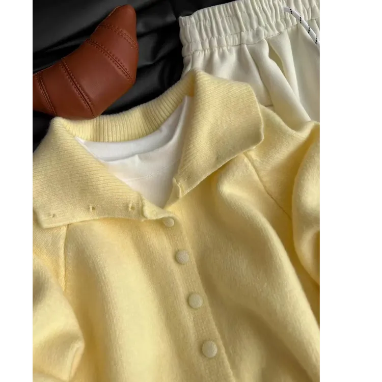 奶fufu黄色多巴胺高领毛衣女春秋新款高级感超好看针织开衫冬上衣