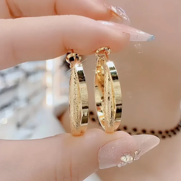 铜合金耳饰 036时尚金色百搭气质耳圈耳环