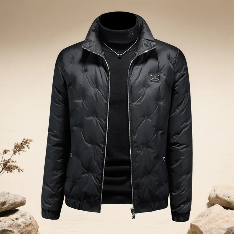 诺顿雷斯冬季90白鸭绒亮面立领休闲百搭时尚羽绒服男短款保暖外套