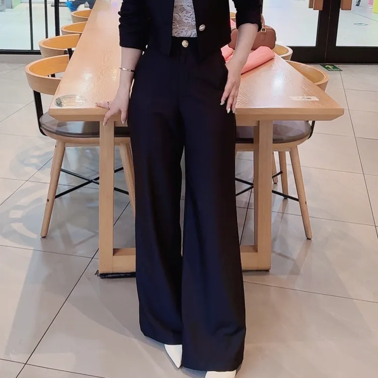 2025新款春季时尚职业西裤直筒显瘦气质垂顺黑色黑色西装裤女