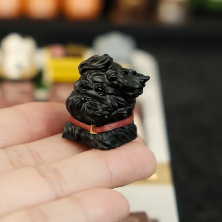 黑色风吹小狗个性树脂键帽机械键盘帽单颗原创创意键帽十字轴通用