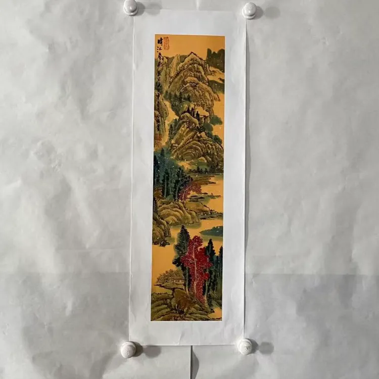 王瑞忠原创山水《晴江春色》尺寸17CM*68CM