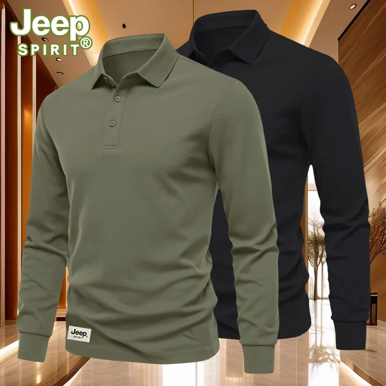 JEEP SPIRIT秋冬季男士polo衫长袖翻领T恤打底衫商务休闲百搭上衣