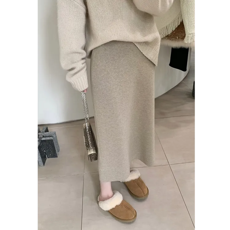 肥妹妹mm针织半身裙大码女装秋冬高腰显瘦修身包臀中长裙子200斤
