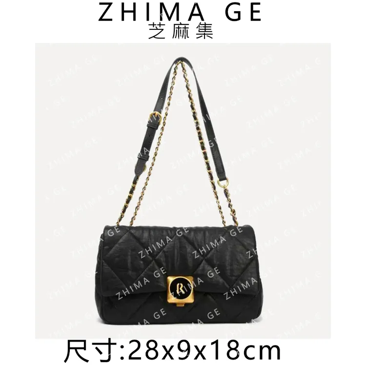 芝麻集】BF-66595-黑色休闲百搭腋下斜跨女包