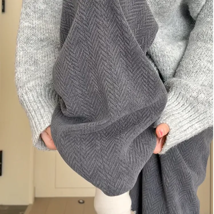 灰色雪尼尔阔腿裤女秋冬季2024新款高腰垂感休闲运动直筒加绒裤子