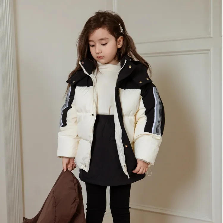 儿童爆款羽绒中大童休闲连帽加厚拼接冬季潮牌时尚保暖秋冬外套