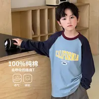 男童男孩纯棉长袖t恤春秋装儿童插肩袖宝宝打底潮服24337