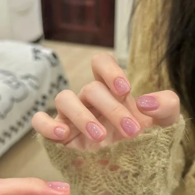 【玻璃珠】冰透穿戴甲指甲裸色冰透猫眼显白美甲简约日常学生白开水