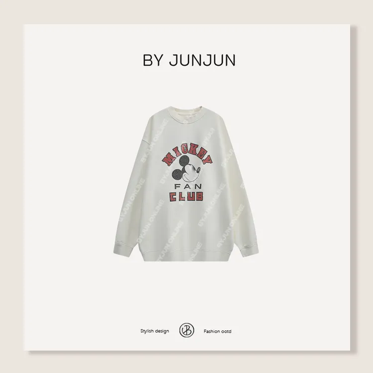 ByJunjun冬季新品高级女装复古米米 长袖圆领加绒卫衣