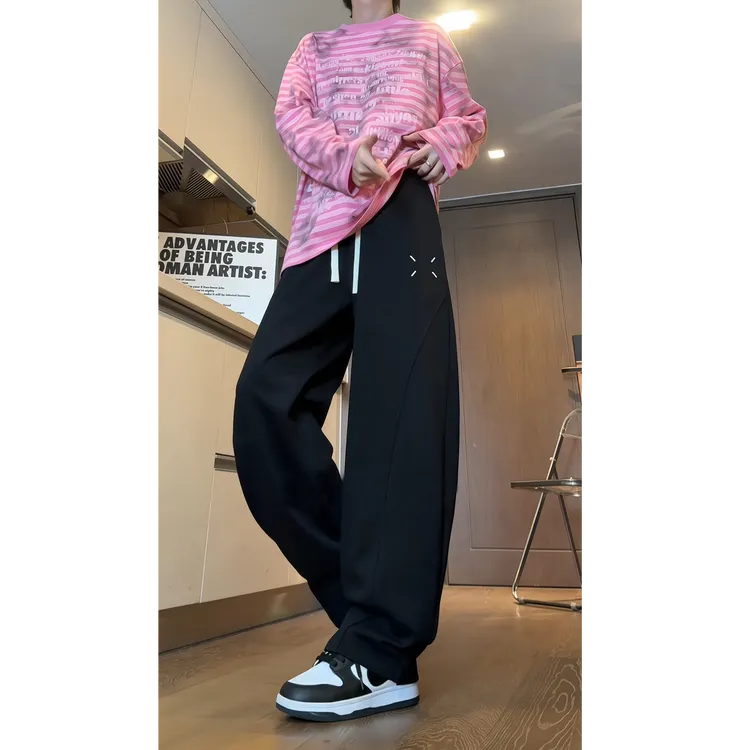 直筒卫裤男春秋季2025新款男士运动休闲长裤大码宽松男生弯刀裤子
