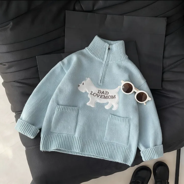 女童毛衣秋冬款2025新款儿童简约百搭半高领针织衫女孩冬装毛线衣