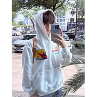 美式魔术贴刺绣秋冬连帽卫衣宽松男女情侣外套休闲百搭上衣