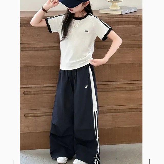 【现货】女童洋气时髦个性阔腿裤夏季新款女孩子百搭套装csc2235