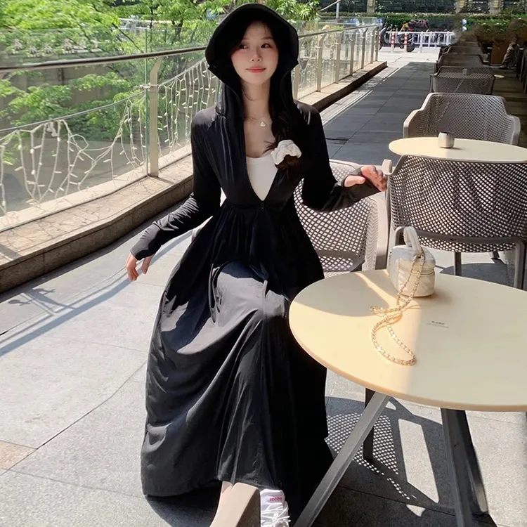 防晒衣长款全身防紫外线骑行外套女款收腰显瘦赫本风设计感防晒裙
