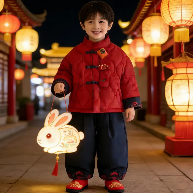 男童拜年服生日加绒加厚冬装儿童过年喜庆中式红色国潮中国风唐装