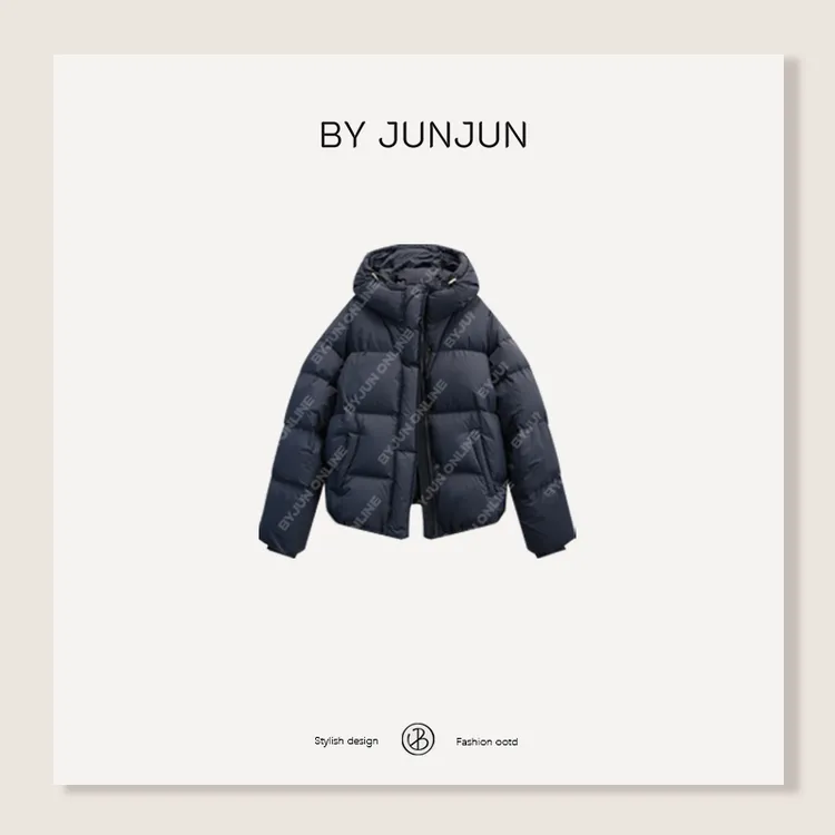 ByJunjun万年鹅 连帽鹅绒服外套冬季新品女装百搭休闲白鹅绒外套