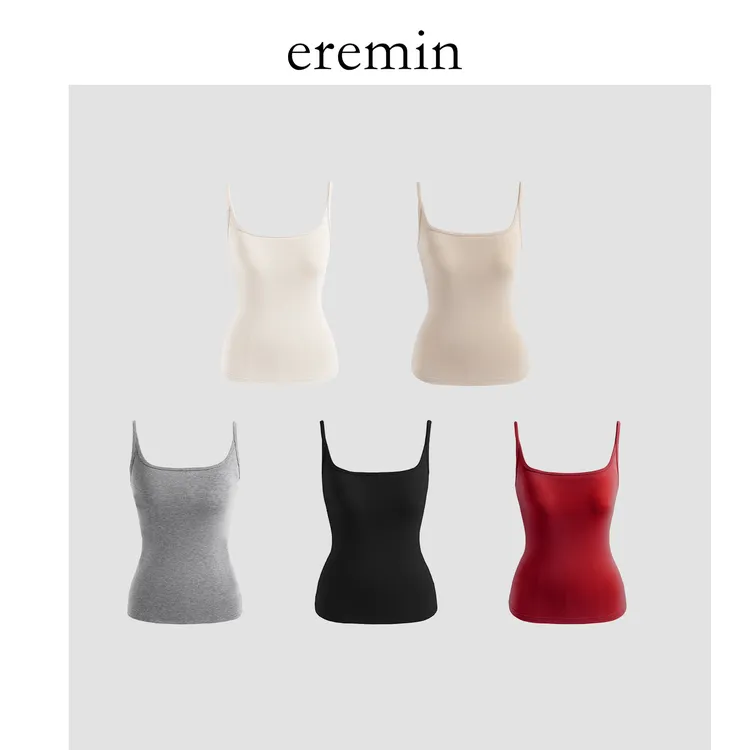 DE Mincollection亲肤柔软经典平纹暖绒一体杯打底吊带R826