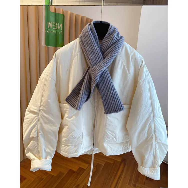 高级感搭配围脖棉服女冬季2025新款宽松洋气显瘦不臃肿棉衣外套潮
