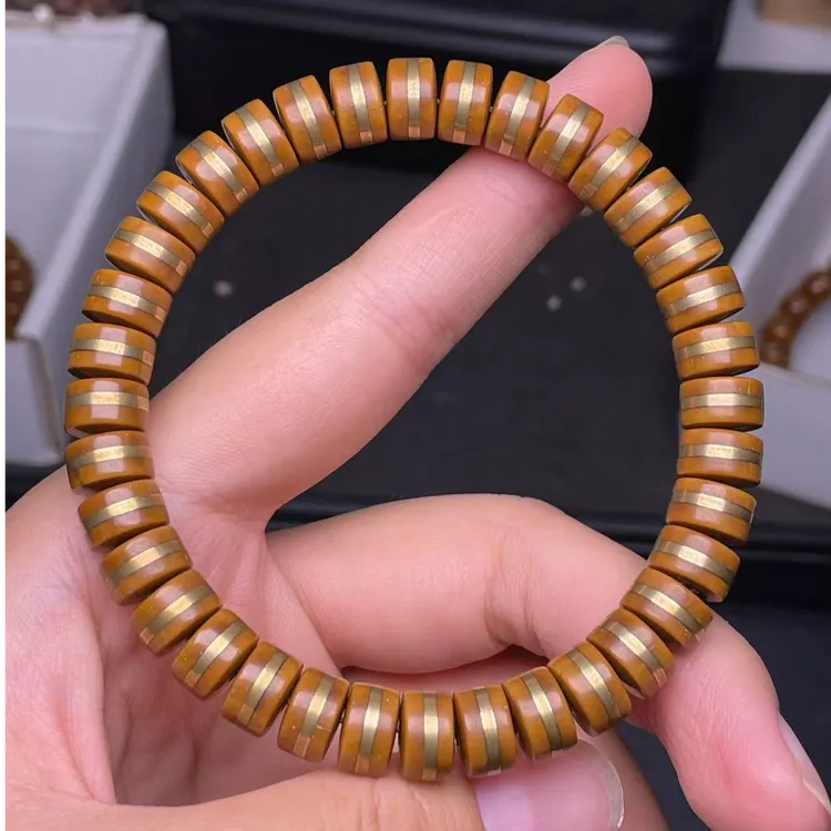 【尚韵文玩】紫金鼠精工药片一线天实心铜腰带9mm紫金鼠手串