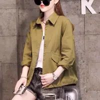 2025秋季新款时尚短款纯色衬衫外套洋气显瘦牛仔女士上衣9507长58