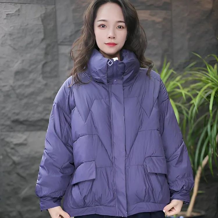 JJ【加厚棉服】女宽松型纯色女插肩袖保暖棉衣加厚冬季短款时尚棉服